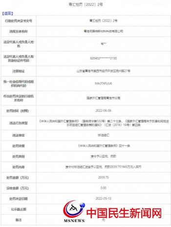 青島司泰特新材料科技公司違法被罰2040萬(wàn) 非法結(jié)匯